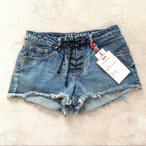Cotton On Pants - Cotton On 1991 Frayed Lace Up Mid Rise Shorts